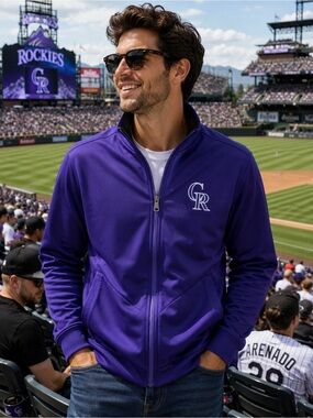 Colorado Rockies Men’s Antigua Purple Full Zip Jacket Medium